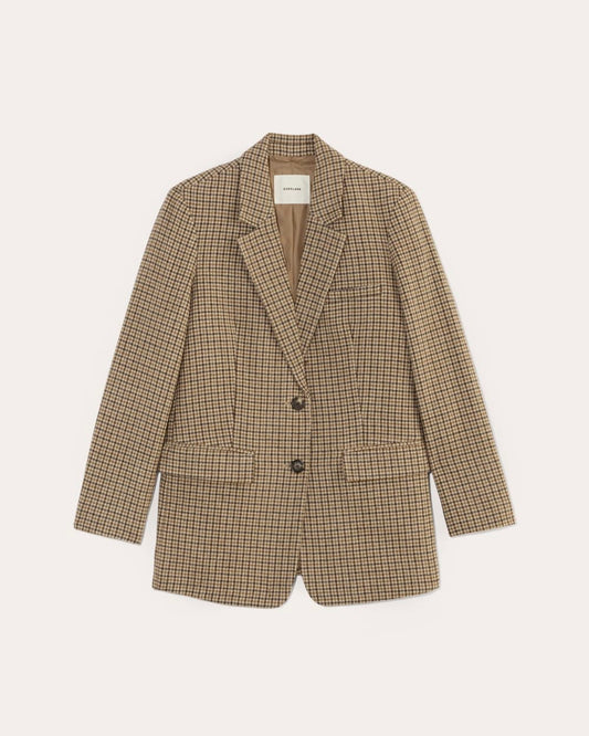 The Oversized Blazer in Wool | Camel Houndstooth