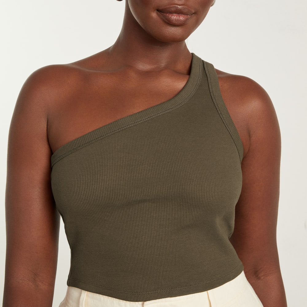 The Ribbed One-Shoulder Tank | Beech