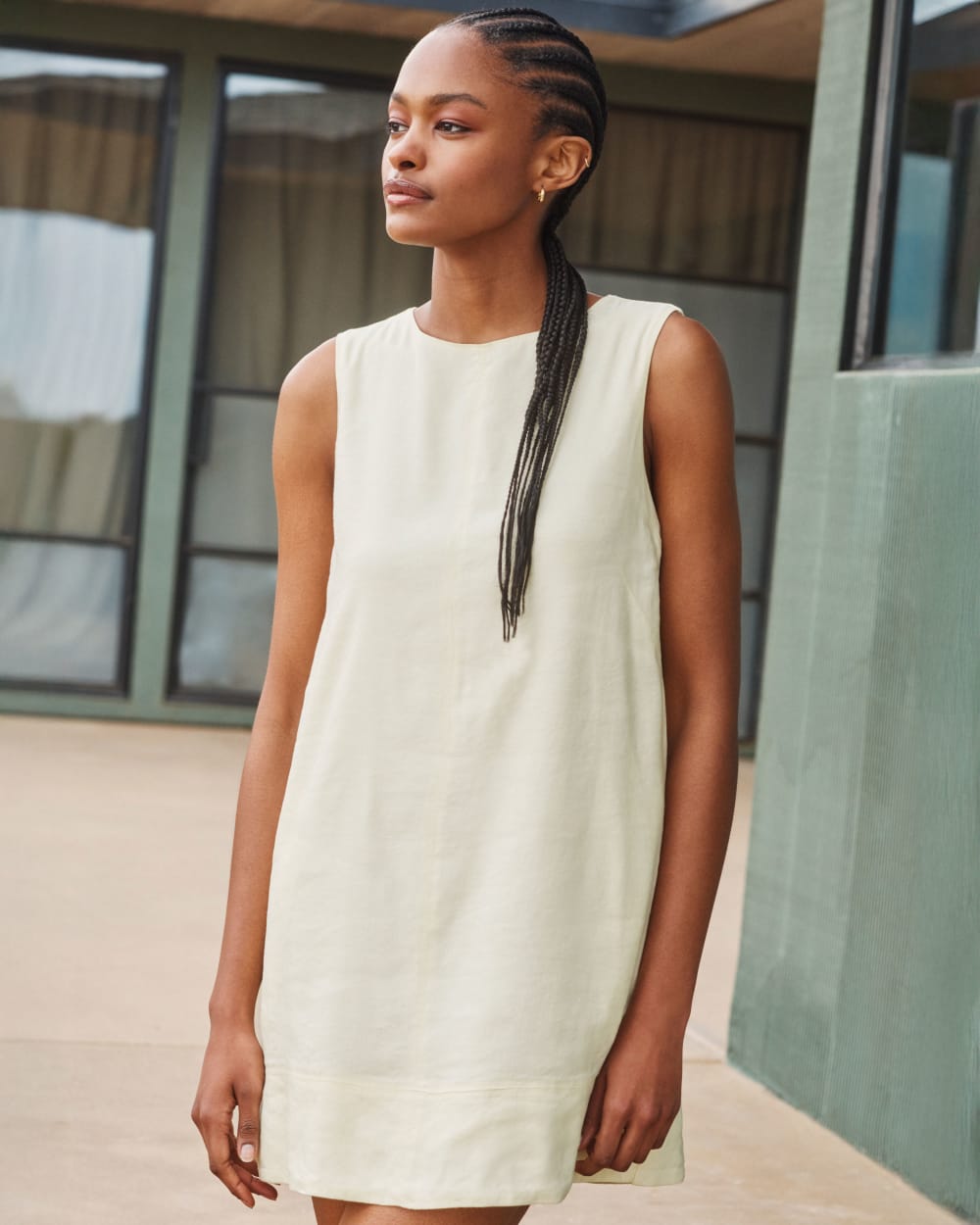 The Shift Dress in Stretch Linen | Light Yellow