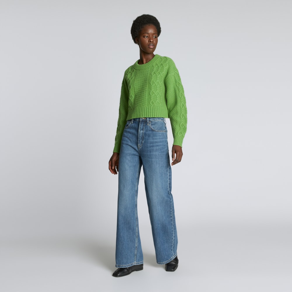 The Felted Merino Cropped Cable Sweater | Salted Lime