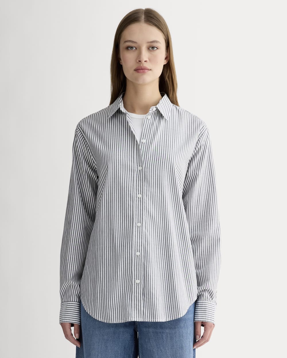 The Must-Have Shirt in Silky Cotton |  Grey / White