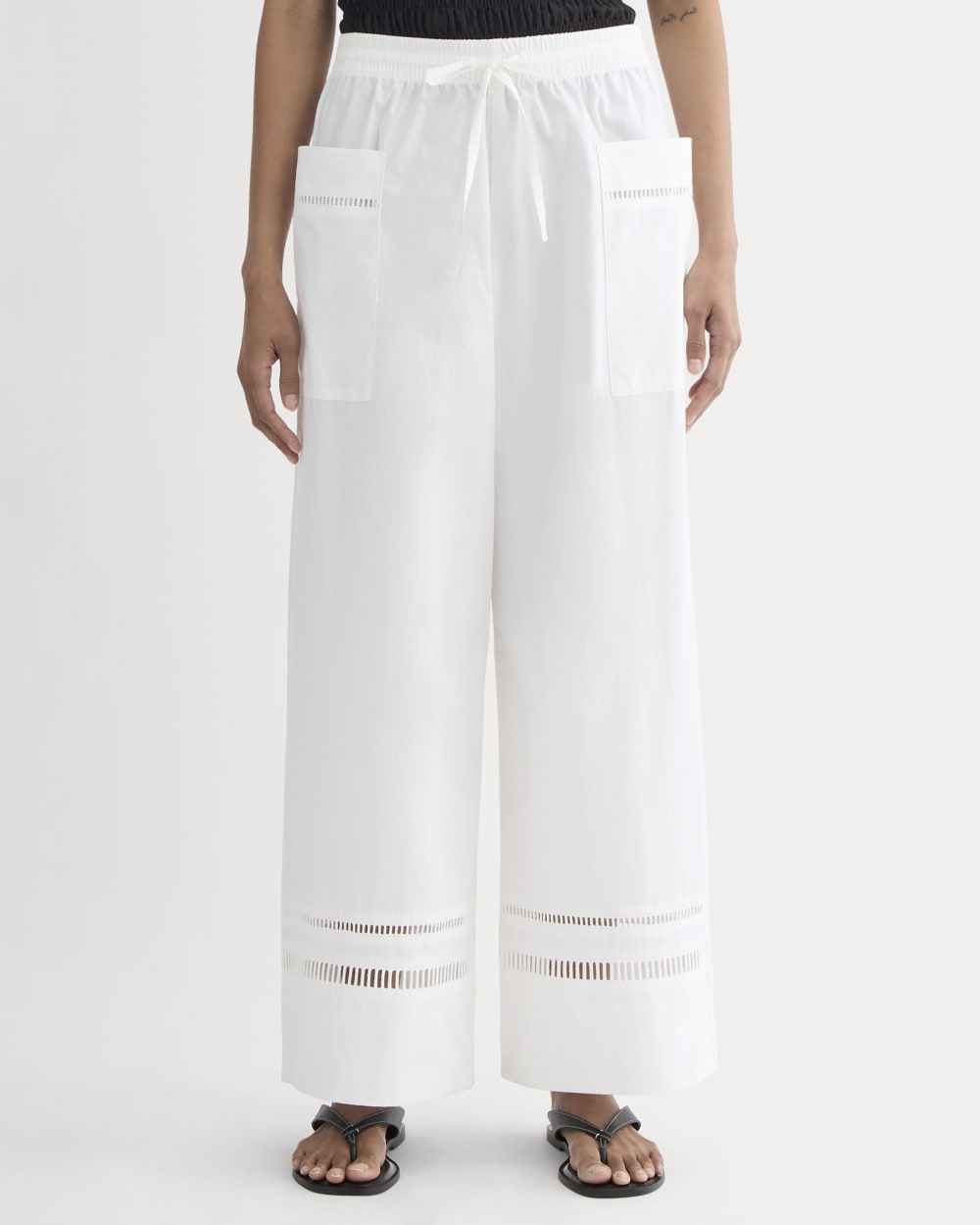 The Lace Trim Pant | White