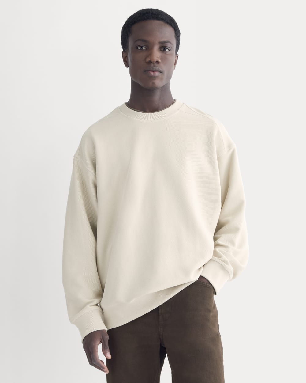 Twill Terry Jacquard Crew Sweatshirt | Peyote