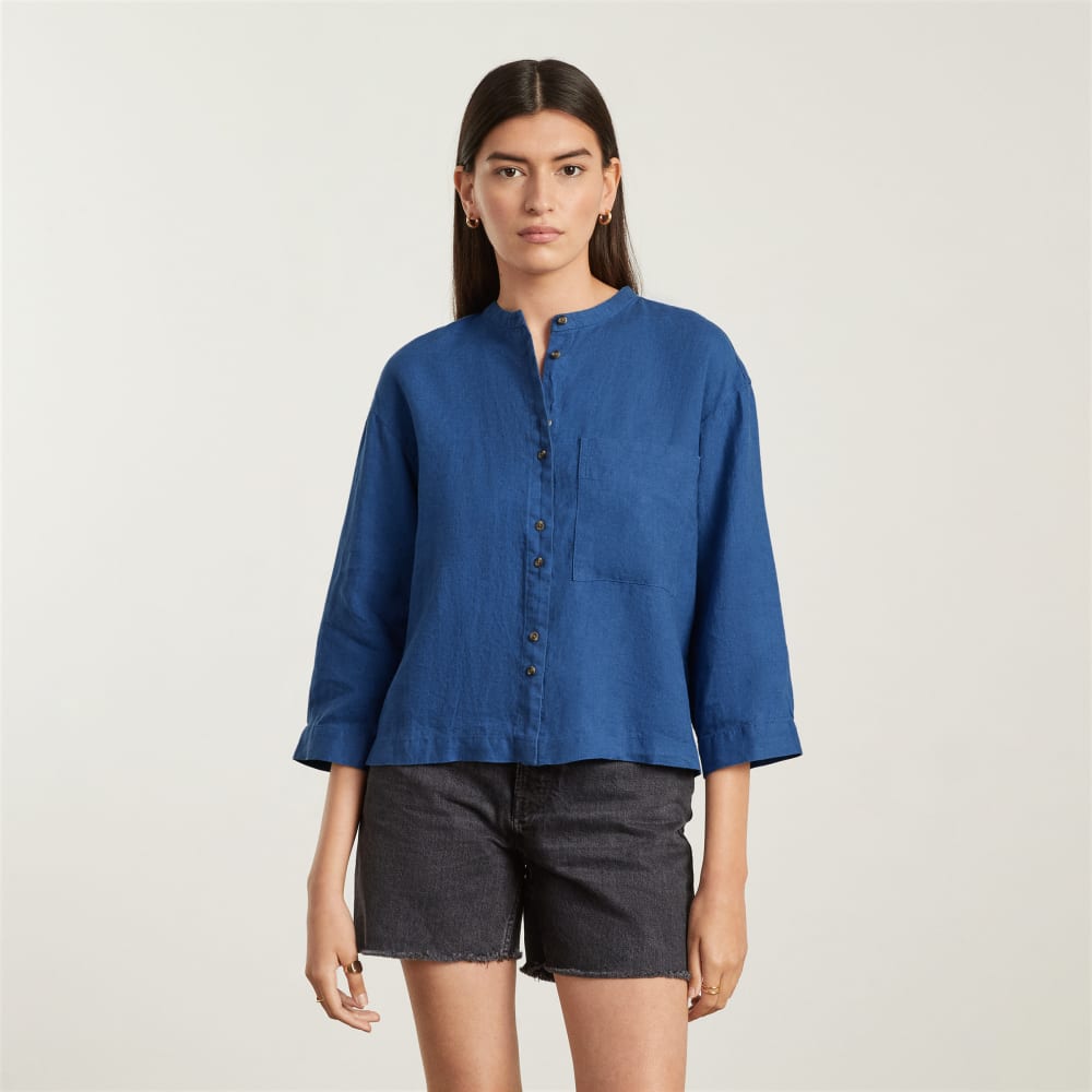 The Linen Billow Blouse | Deep Blue