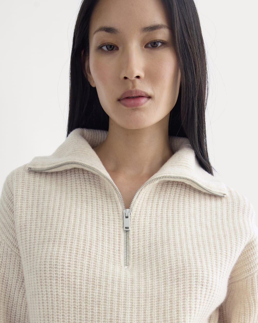 The Half-Zip Sweater in Luxe Merino | Heathered Oat