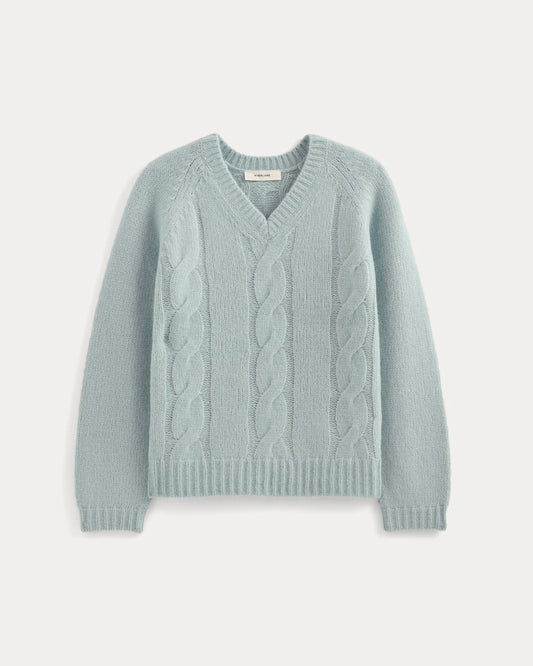 Cloud Cable V-Neck Sweater | Forever Blue