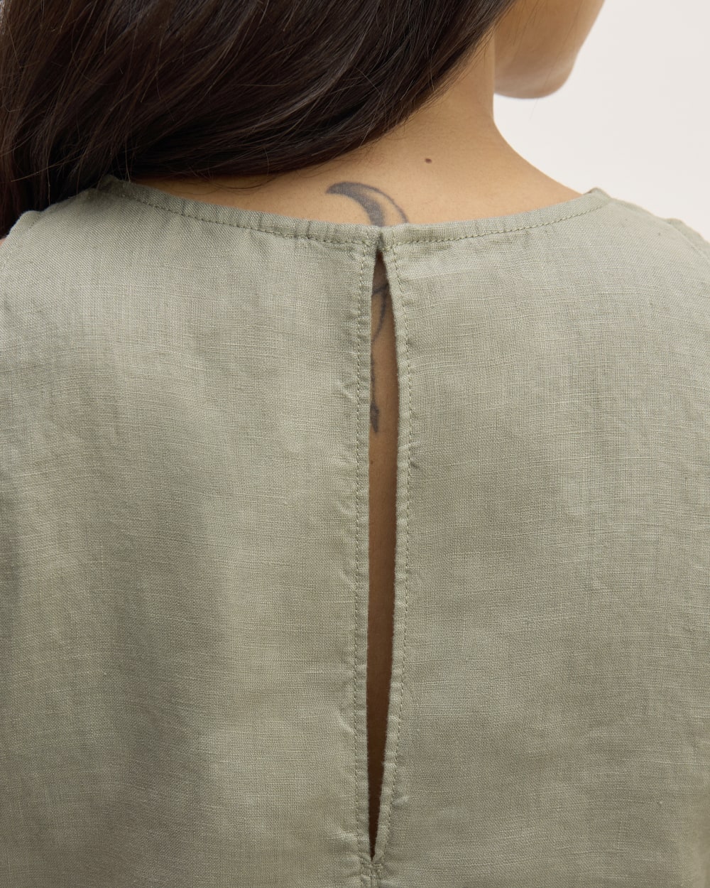 The Linen High-Neck Tank | Sage Green