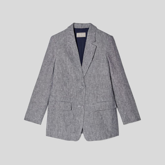 The Oversized Blazer in Linen | Canvas Tan / Navy