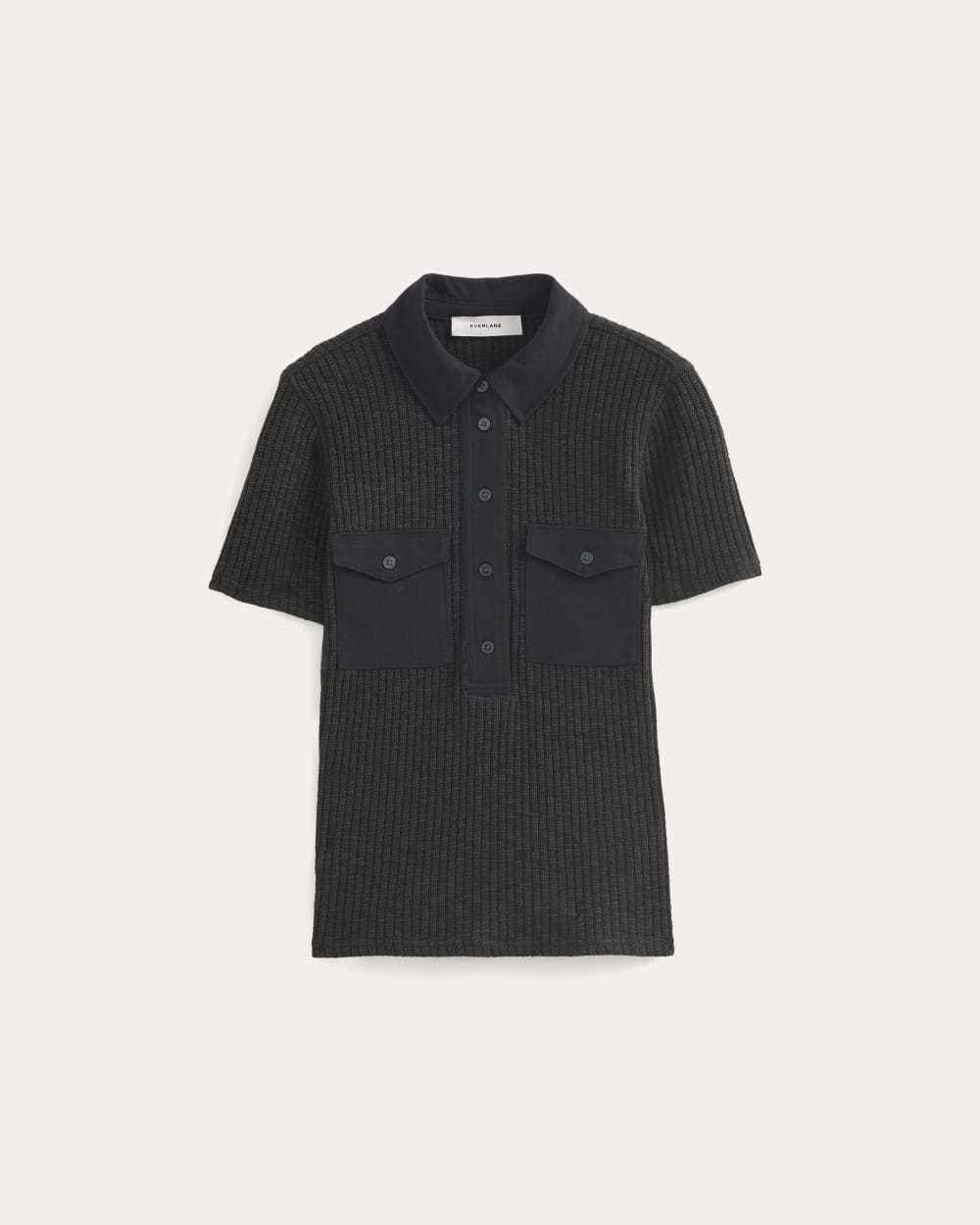The Cozy Rib Polo | Black