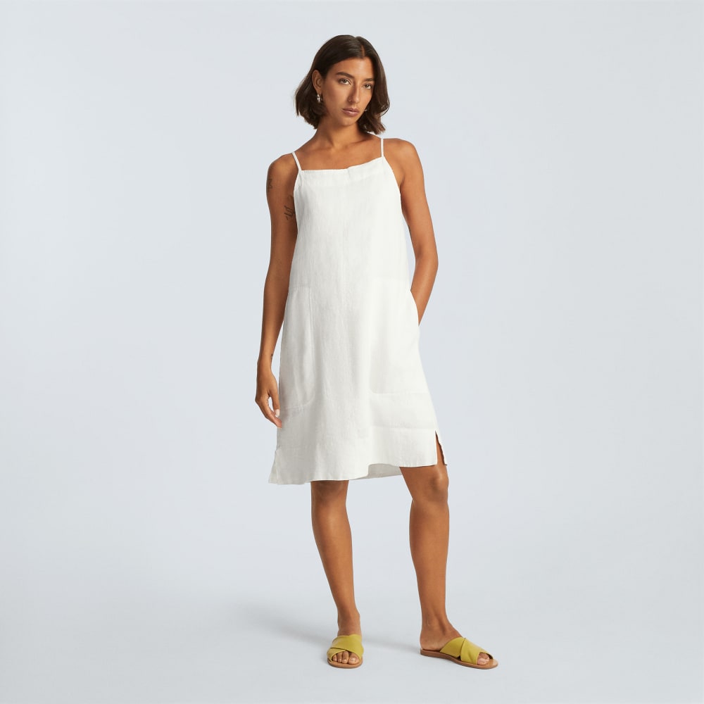 The Linen Apron Dress | White