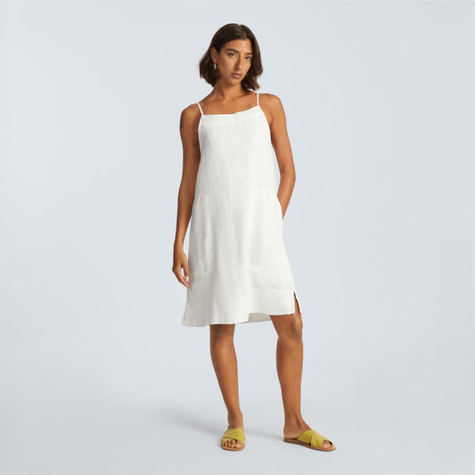 The Linen Apron Dress | White