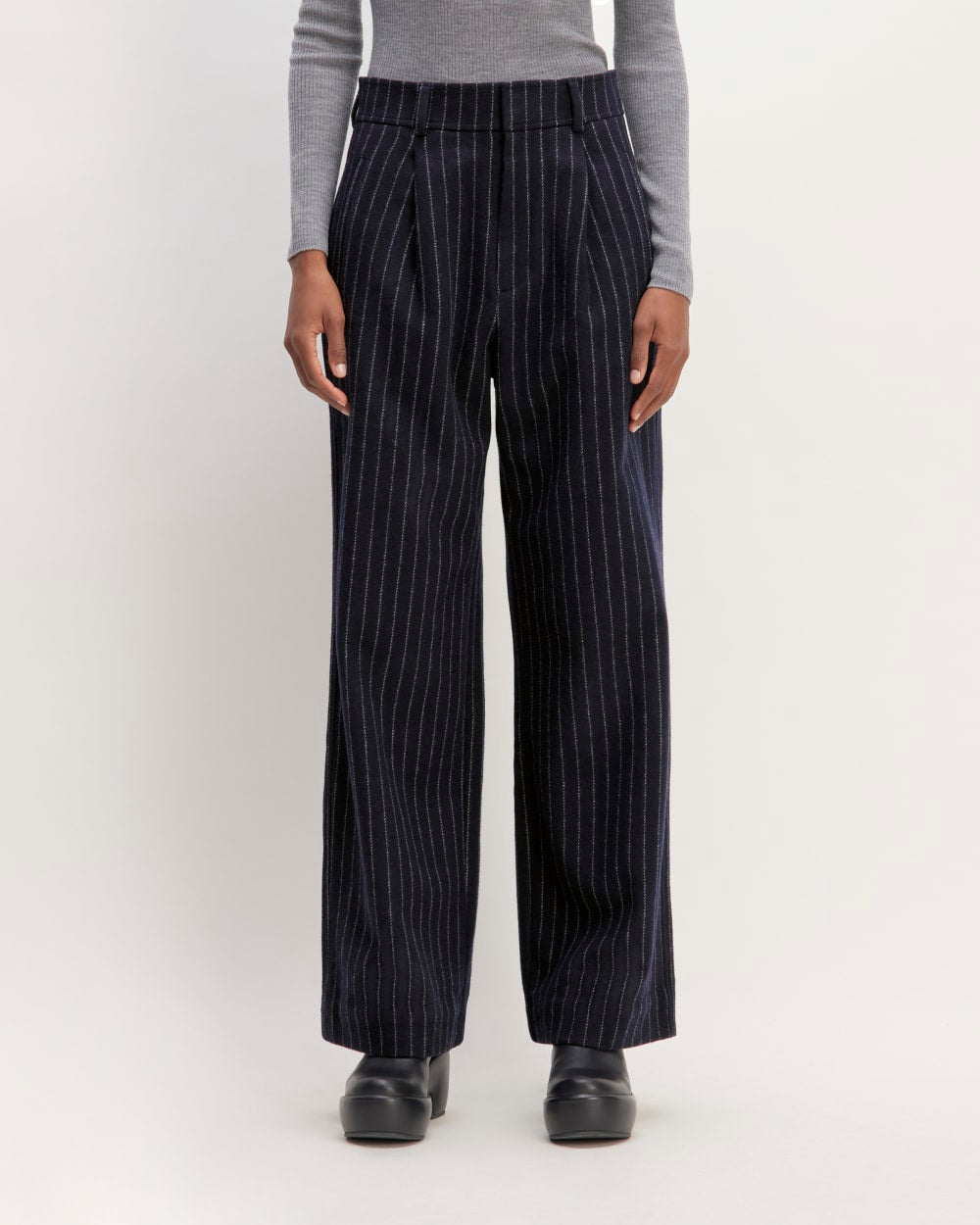 The ReWool® Way-High Drape Pant | Navy / Bone