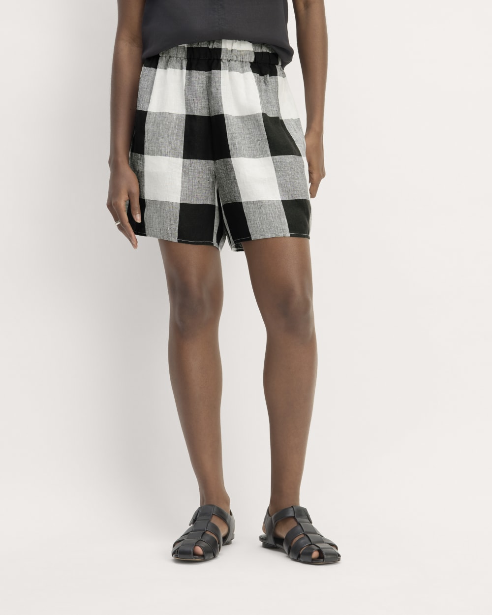 The Linen Easy Short | Bone / Black Check