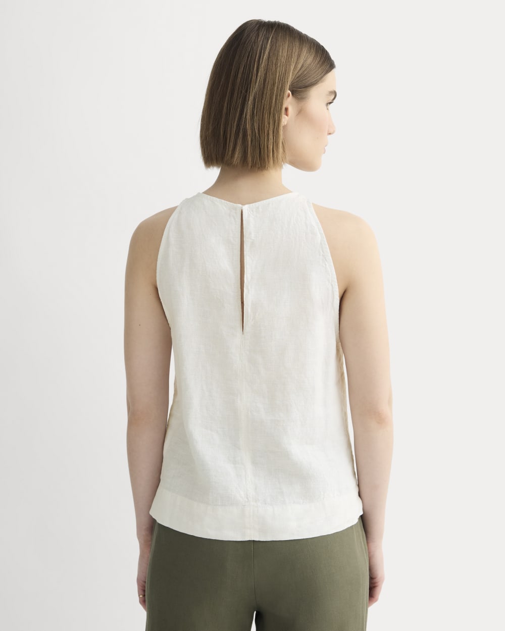 The Linen High-Neck Tank | Natural Chambray