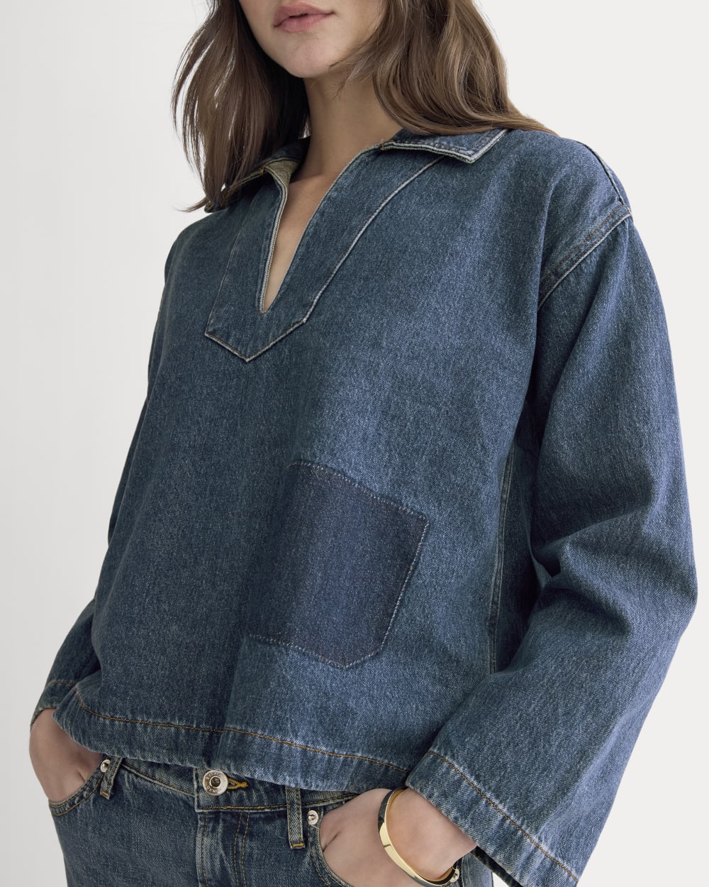 The Cropped Denim Tunic | Tungsten Blue Stone