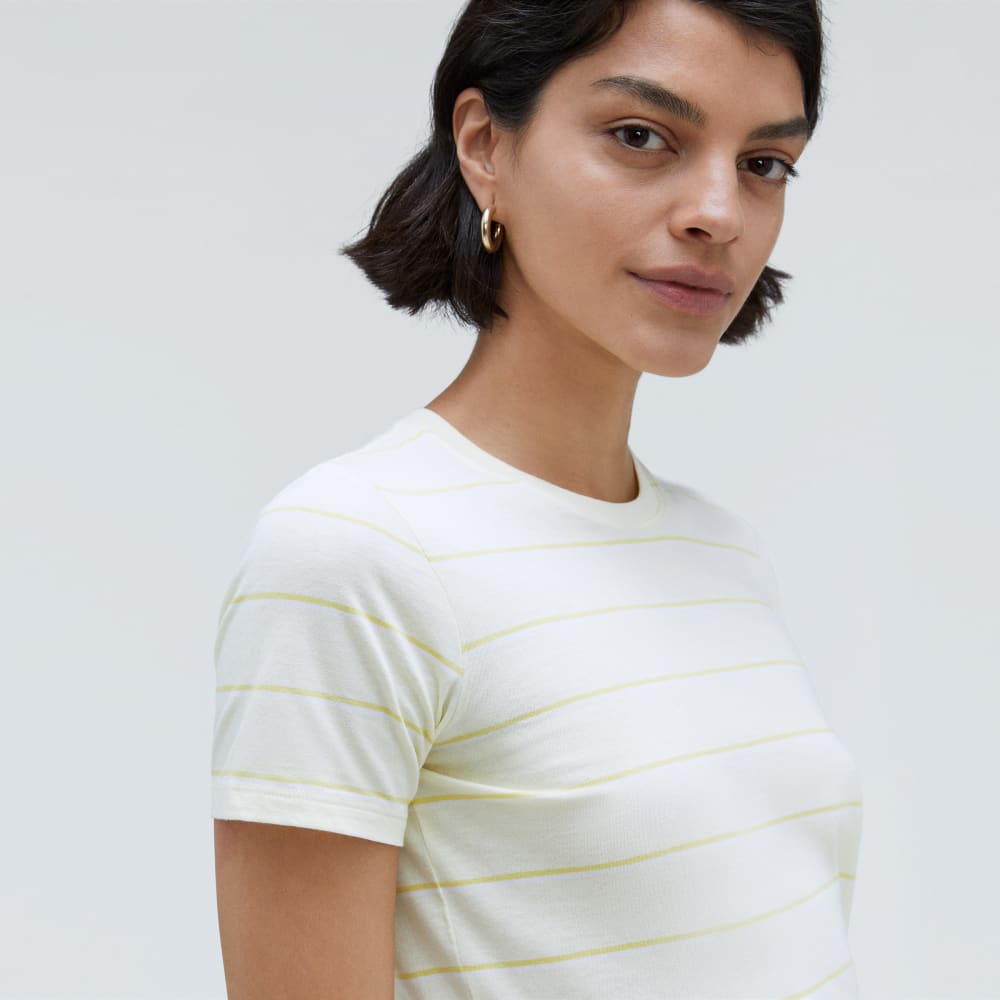 The Organic Cotton Crew Tee | Pastel Yellow / White