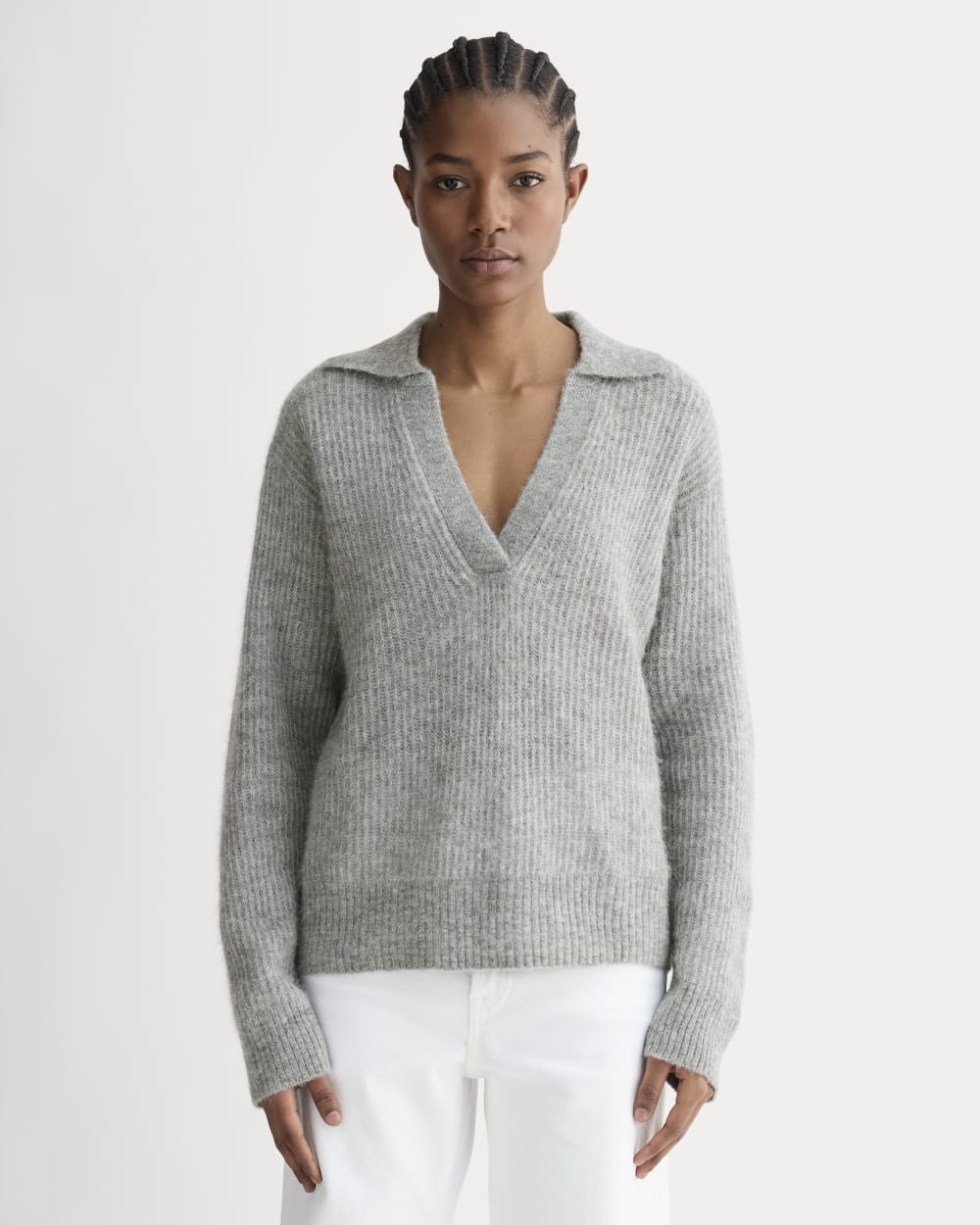 The Oversized Polo in Alpaca | Heather Stone Grey
