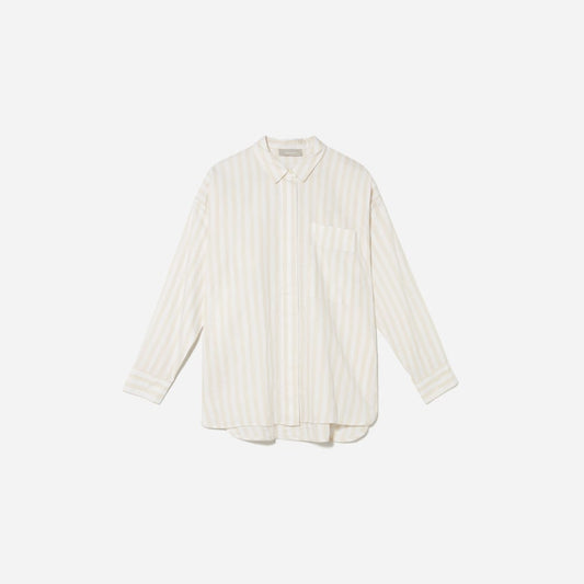 The Oversized Silky Cotton Shirt | Sand / White