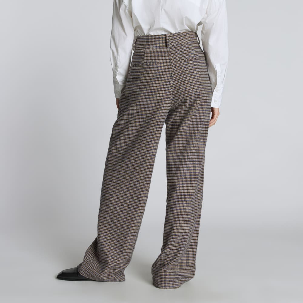 The ReWool® Way-High Drape Pant | Blue / Brown Houndstooth