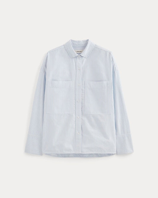 The Boxy Oxford | White / Blue