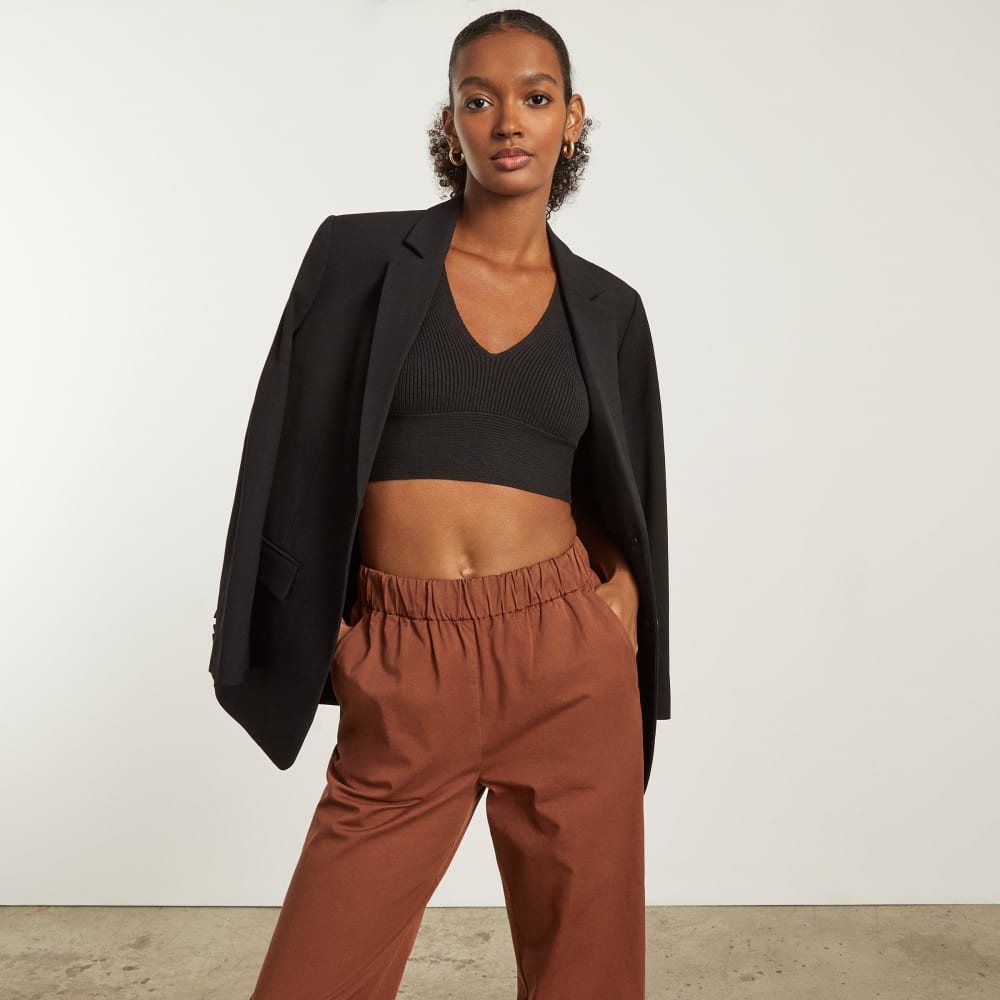 The Cross-Back Cropped Sweater Top | Black