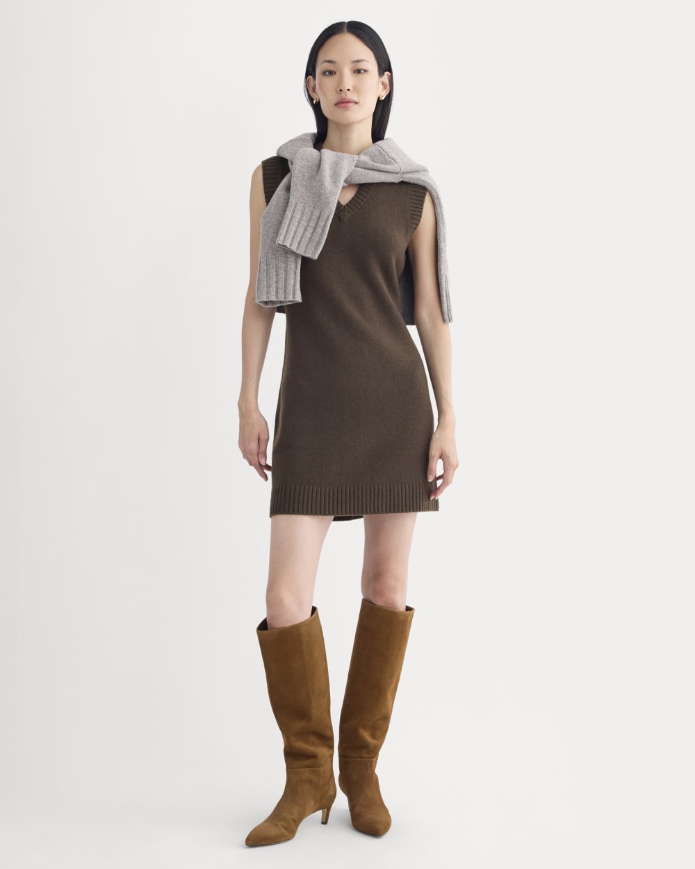 Sweater Mini Dress in Luxe Merino | Coffee Bean