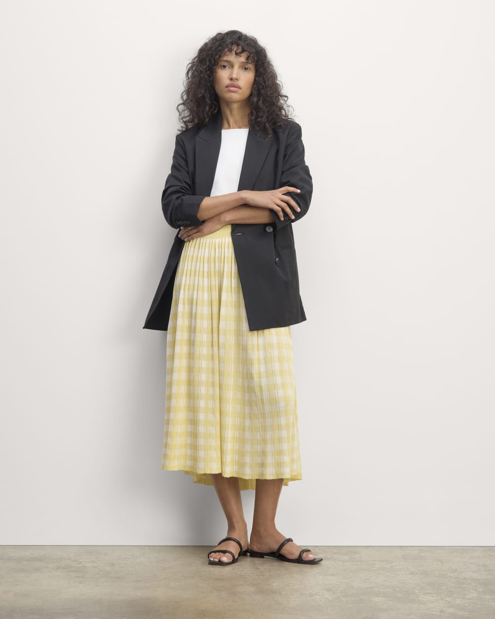 The Pleated Skirt | Bone / Parsnip Gingham