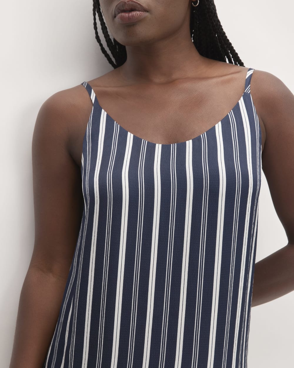 The Hammered Satin Slip Dress |  Navy / Bone