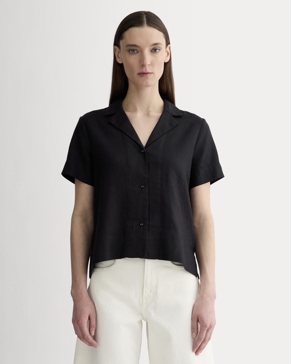 The Notch Shirt in Linen | Black