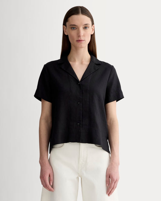 The Notch Shirt in Linen | Black