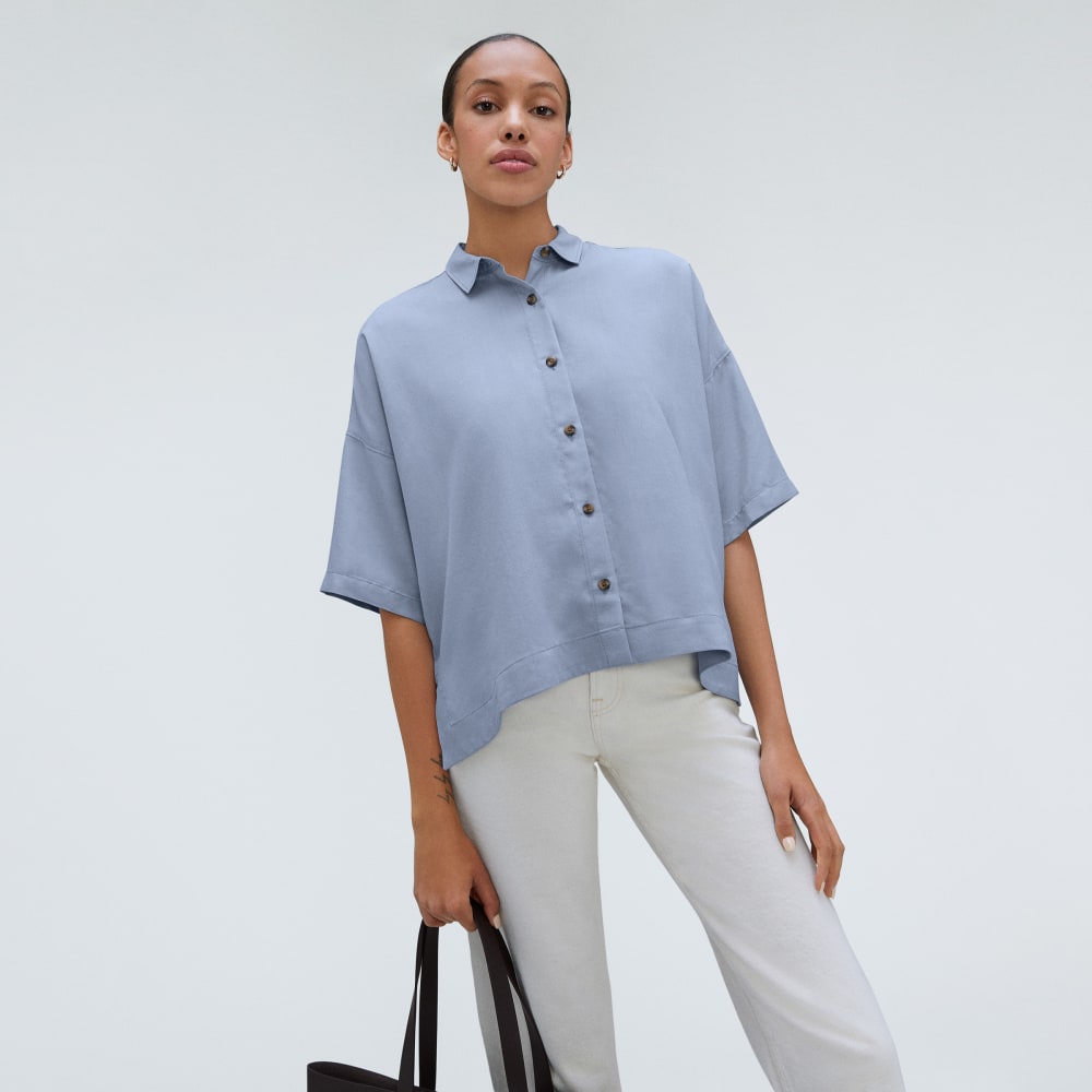 The Drapey Square Shirt | Blue Slate
