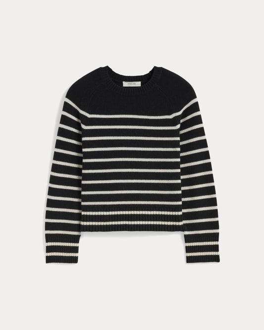 The Boxy Crew in Cashmere | Black / Bone
