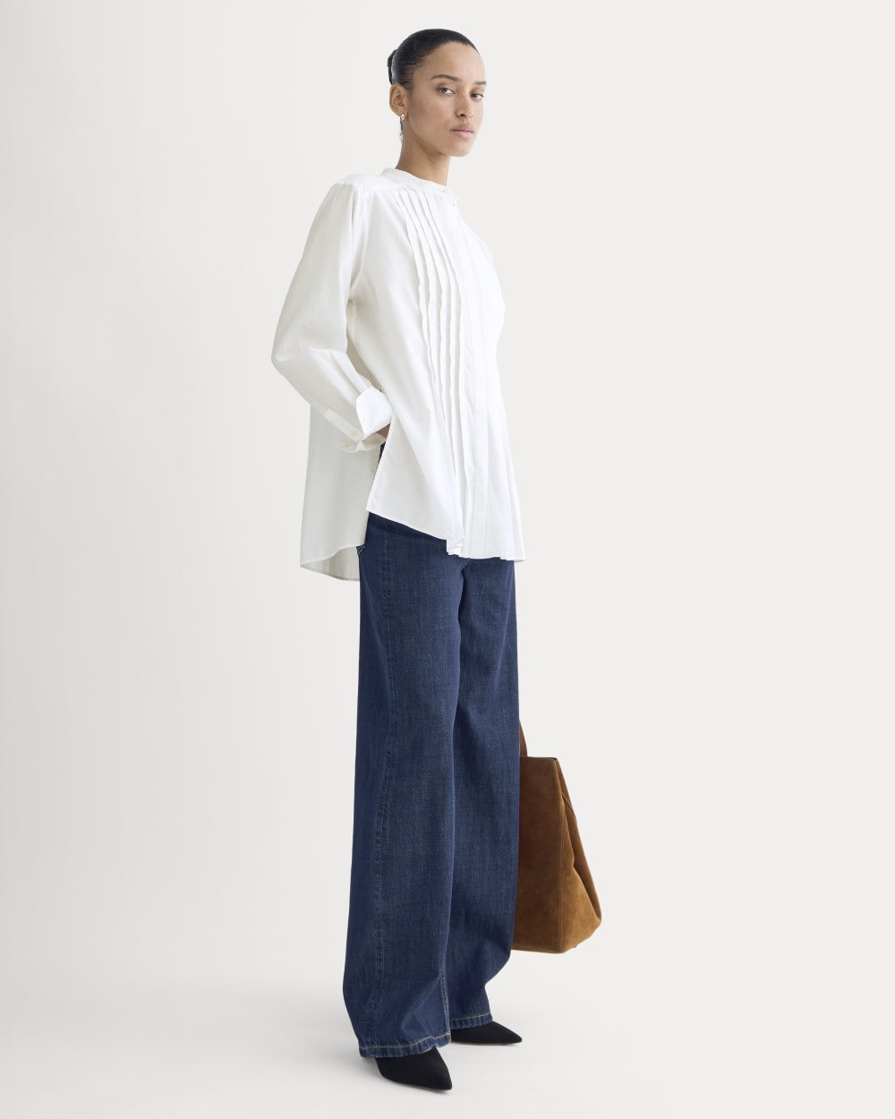 The Pleated Shirt in Silky Cotton | White