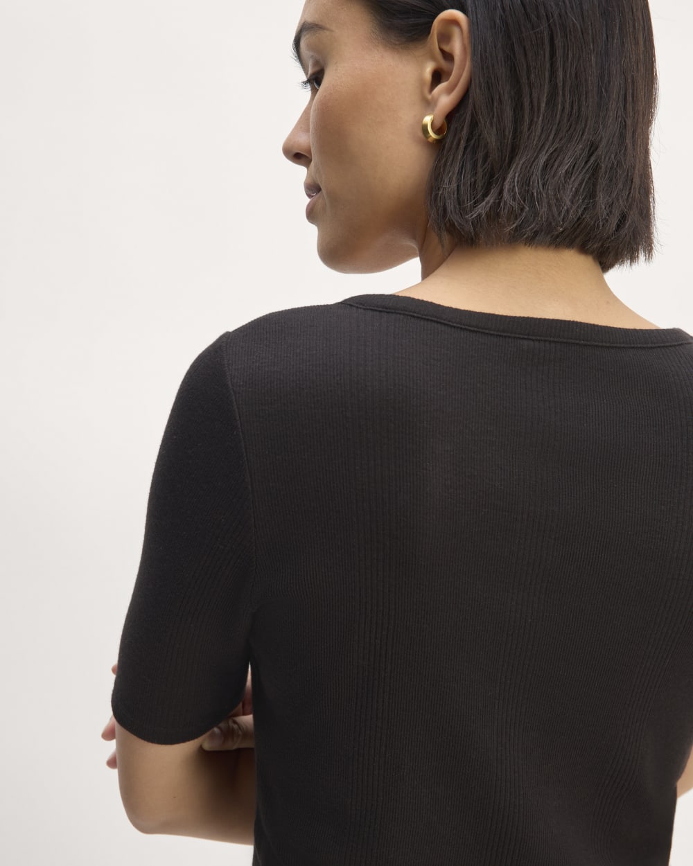 The Vintage Rib Scoop-Neck Top | Black