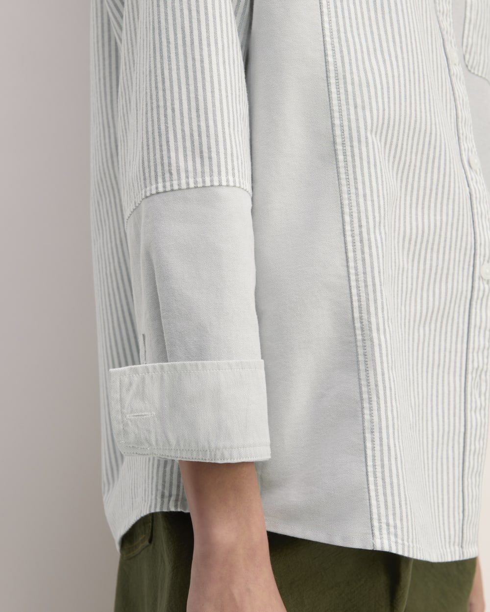 The Everlane x Marques' Almeida Patchwork Relaxed Shirt | Grey Stripe Patchwork