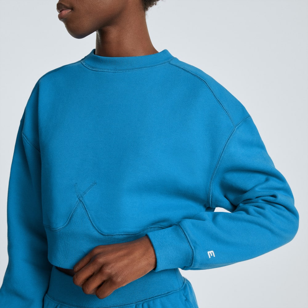 The Organic Cotton Cropped Crew | Horizon Blue
