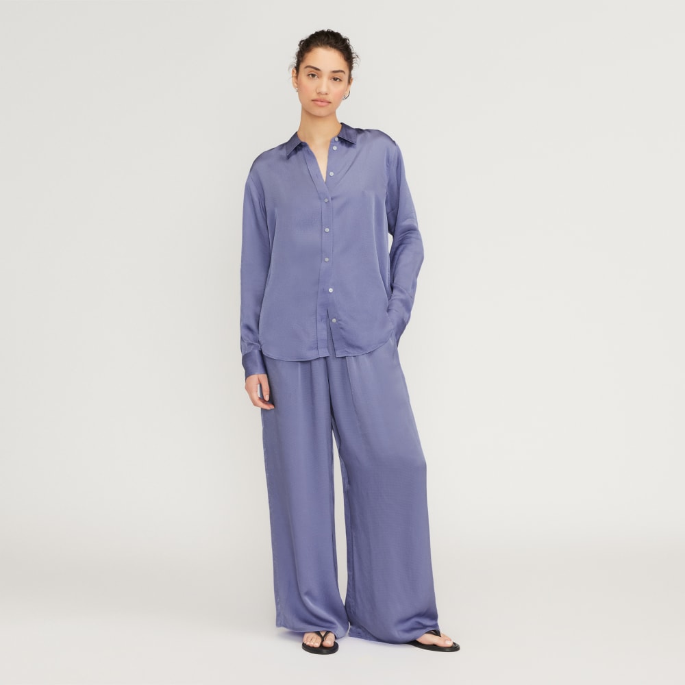 The Satin Relaxed Shirt | Cornflower Blue