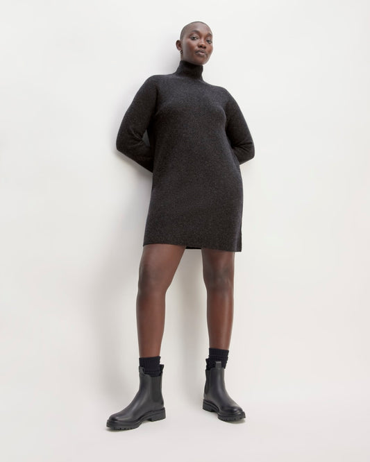 The Cozy Stretch Turtleneck Dress | Charcoal