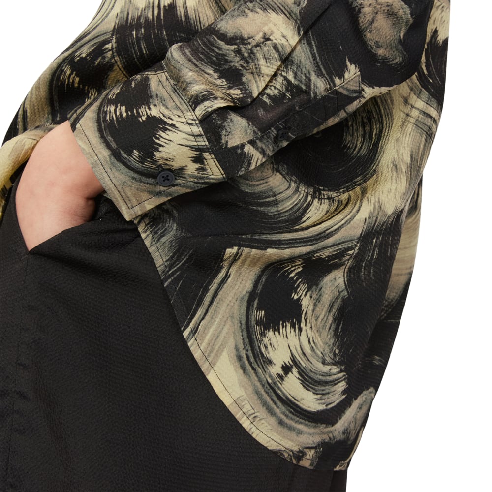 The Satin Relaxed Shirt | Pale Yellow / Black