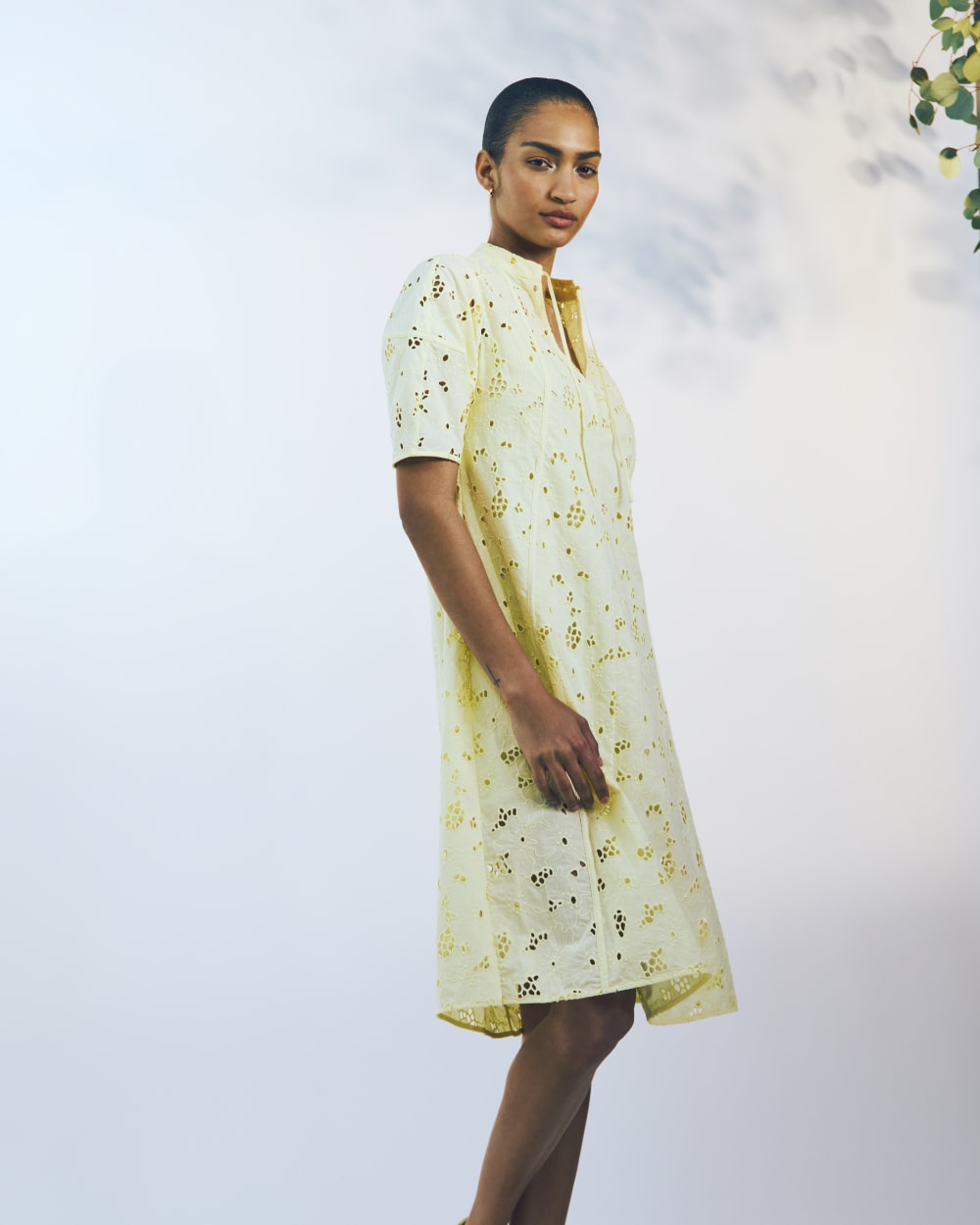 The Eyelet Midi Dress | Light Yellow