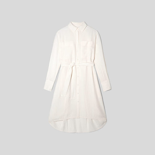 The City Stripe Draped Shirt Dress | Bone