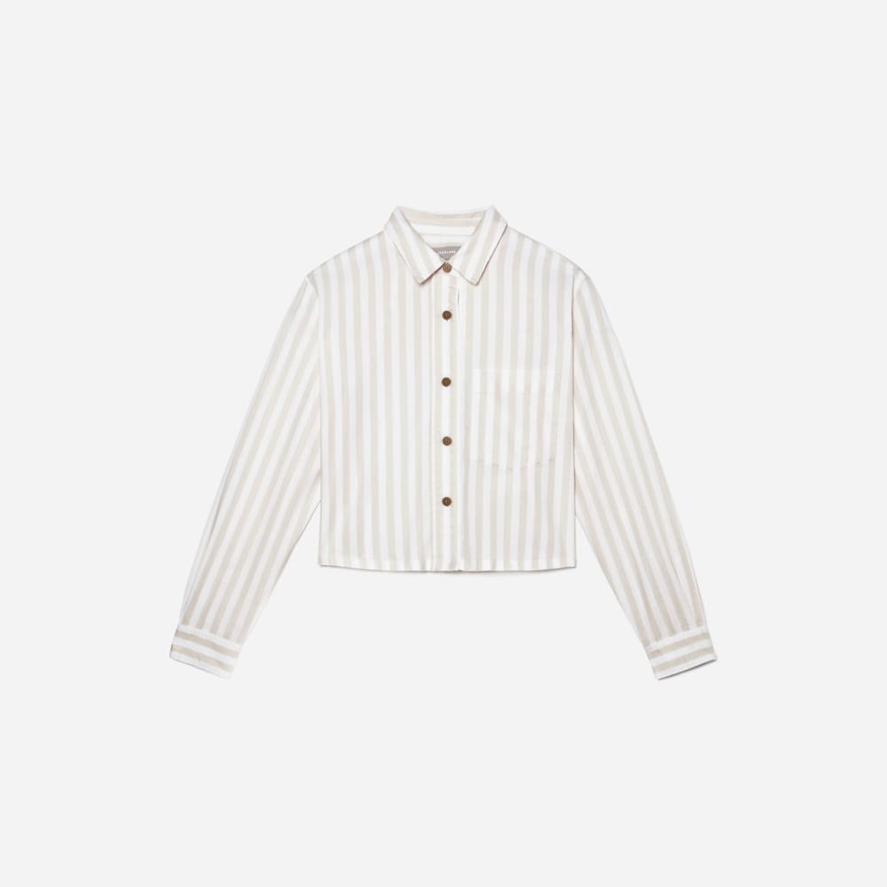 The Way-Short Shirt in Silky Cotton | Sand / White