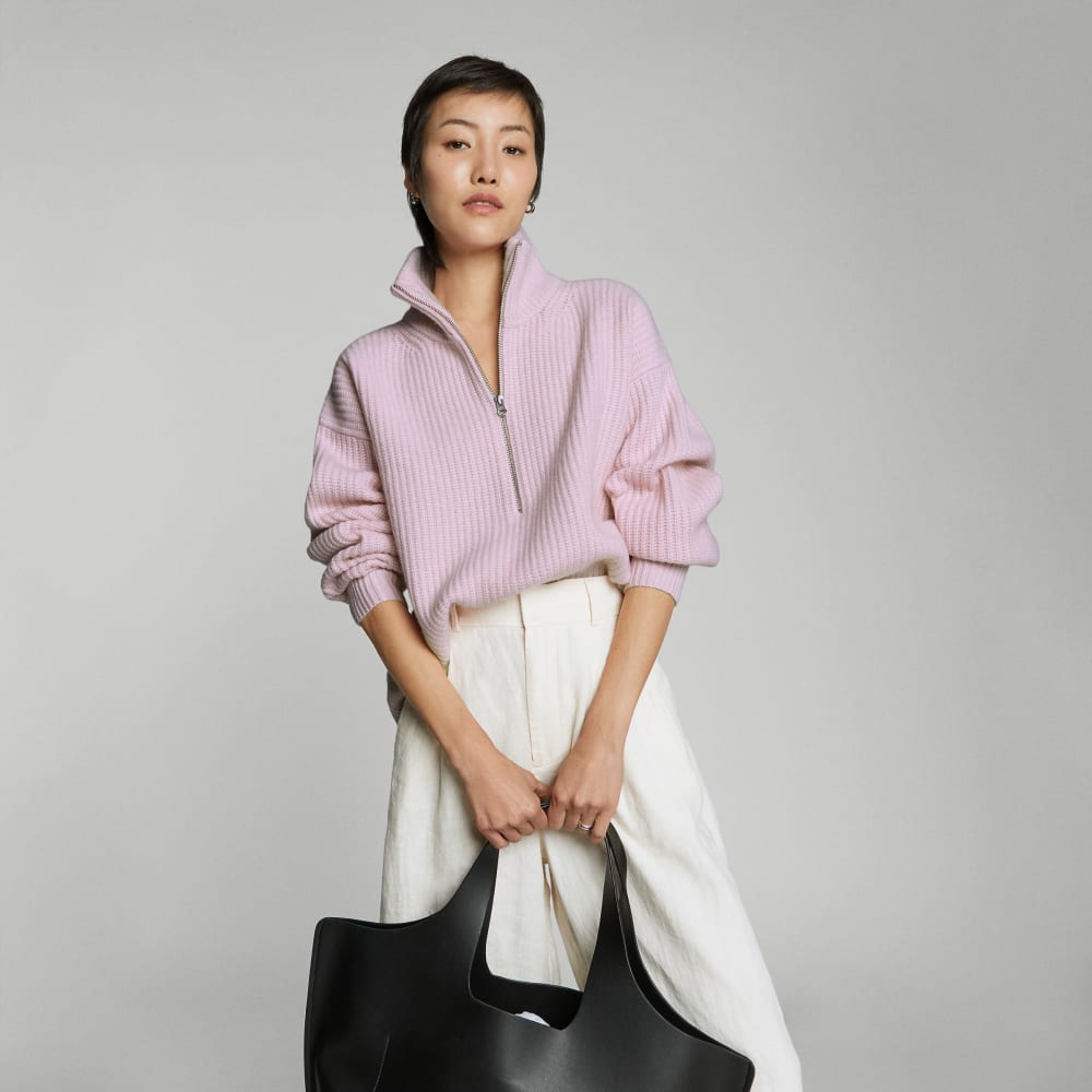 The Half-Zip Sweater in Luxe Merino | Light Lilac