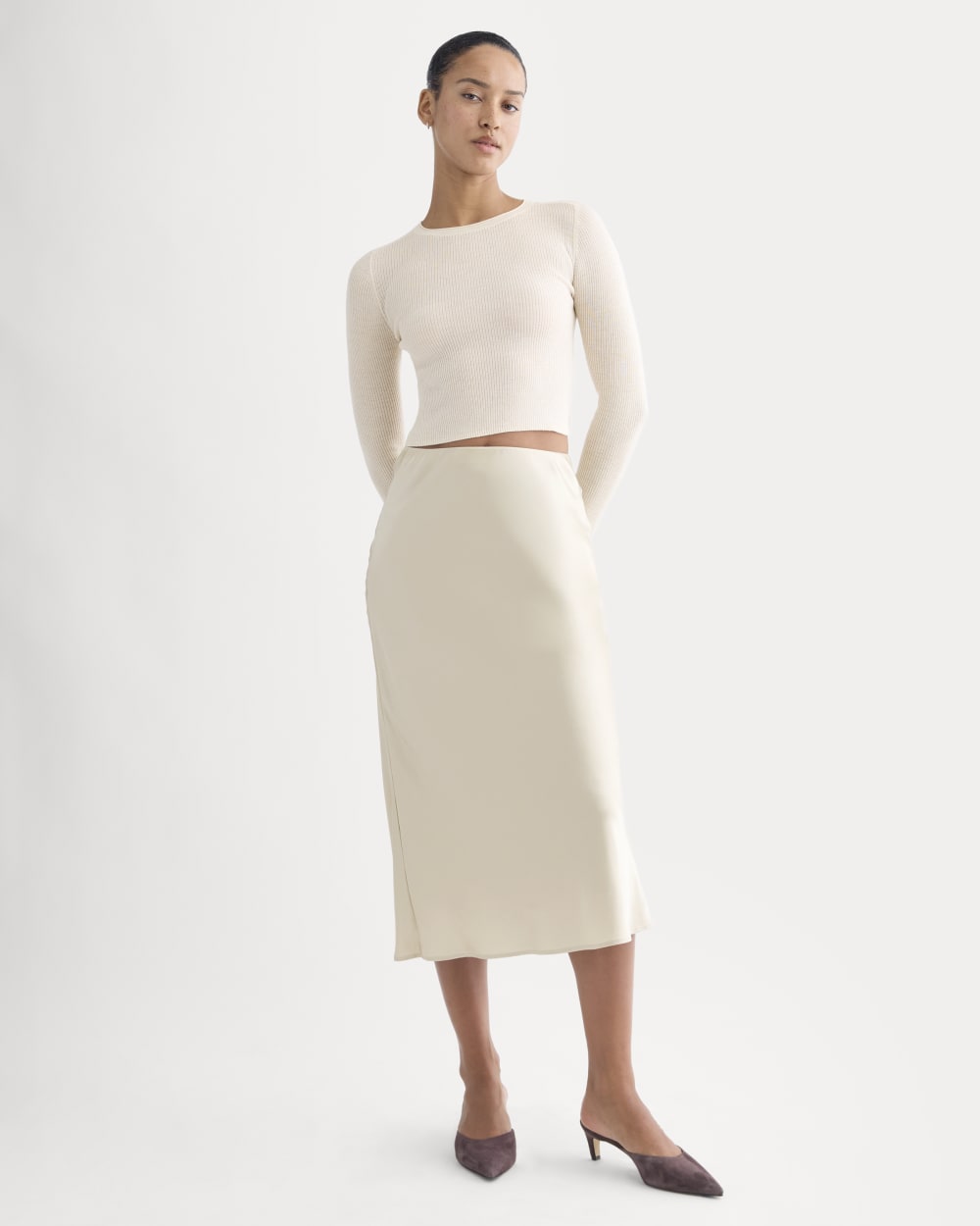 The Cropped Crew Top in Ultrafine Merino | Parchment