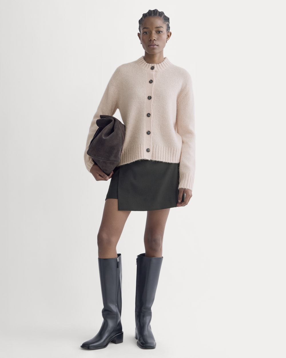 The Crew Cardigan in Alpaca | Soft Rose