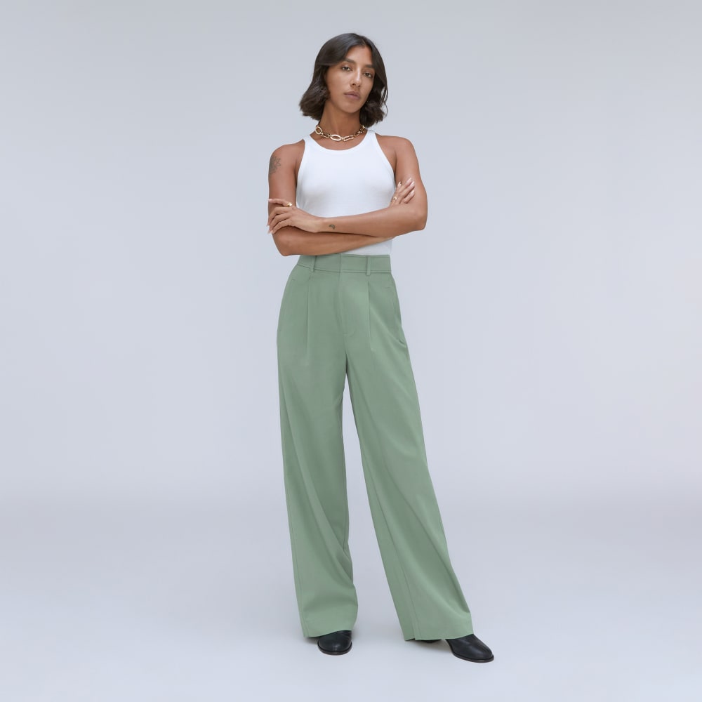 The Draper Pleated Pant in Buttersmooth | Lily Pad | 32 Inseam