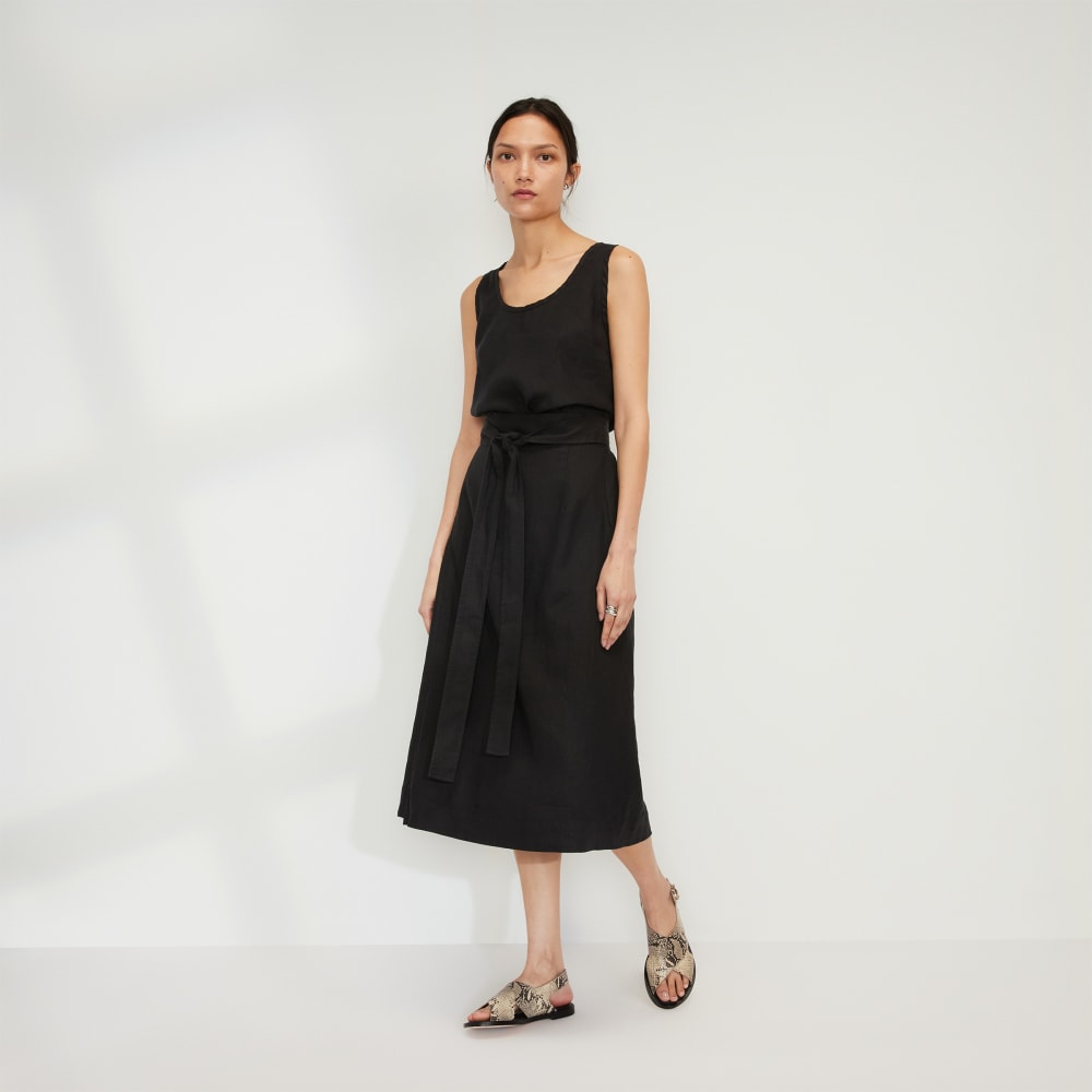 The Linen Wrap Skirt | Black