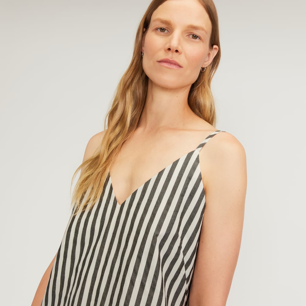 The Poplin Slip Dress | Bone / Black