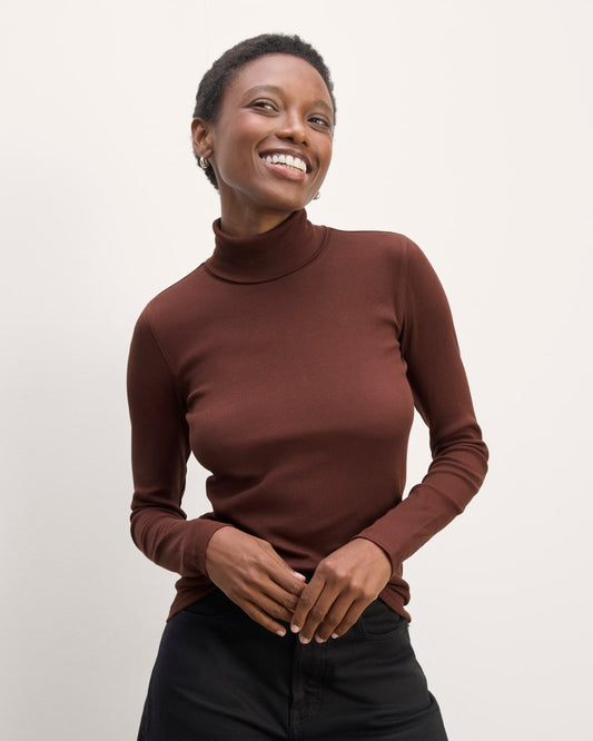 The Luxe Rib Turtleneck | Dark Mahogany