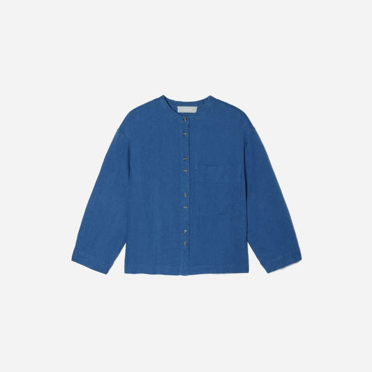 The Linen Billow Blouse | Deep Blue